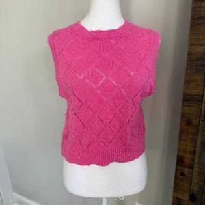 Anthropologie Flat White Women's Pink Sweater Vest Size Medium‎